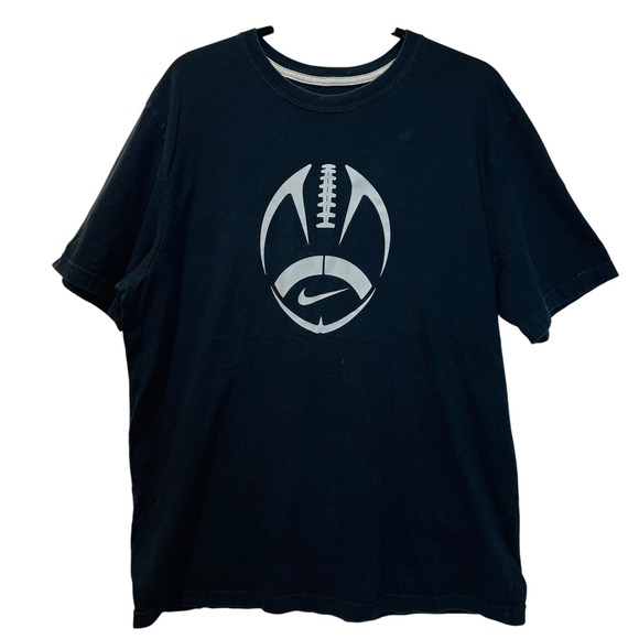 Nike Football Graphic T-Shirt Swoosh Short Sleeve Black Top Men's Size XL‎ - Picture 1 of 5